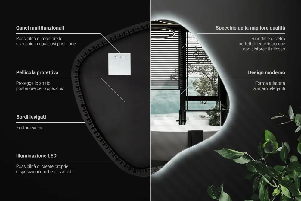 Miroir lumineux de forme organique