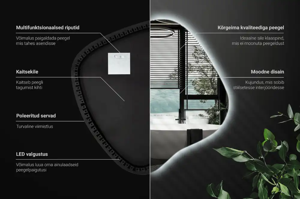 Miroir lumineux de forme organique