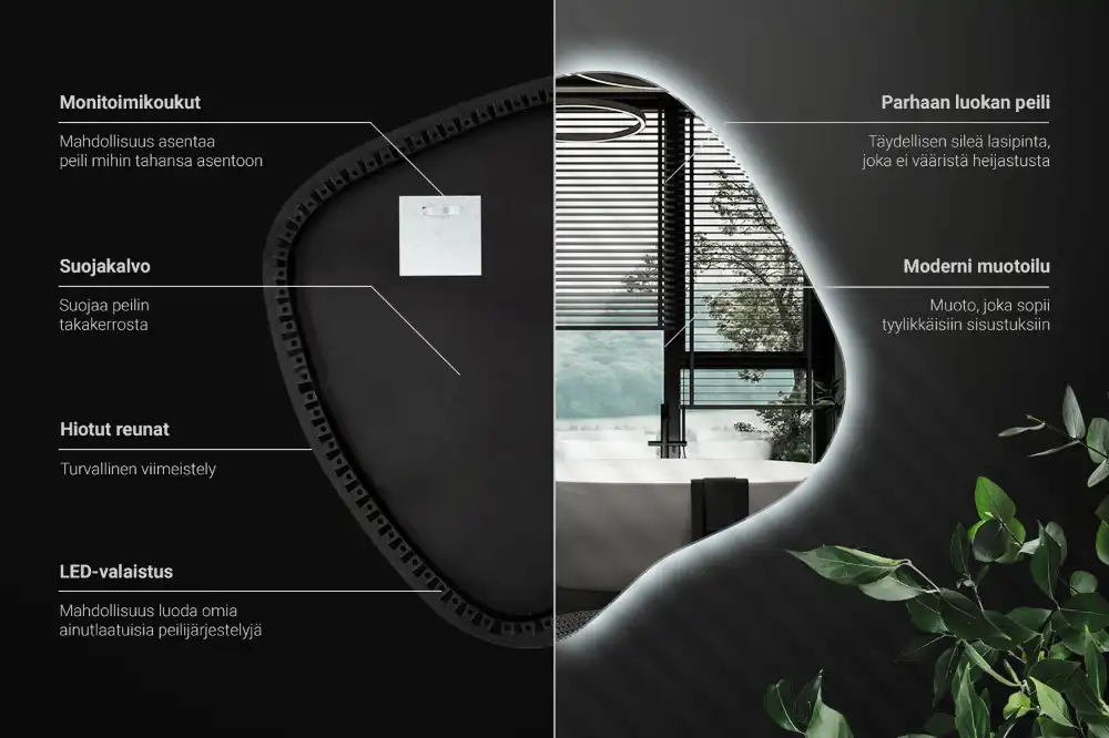 Miroir lumineux de forme organique