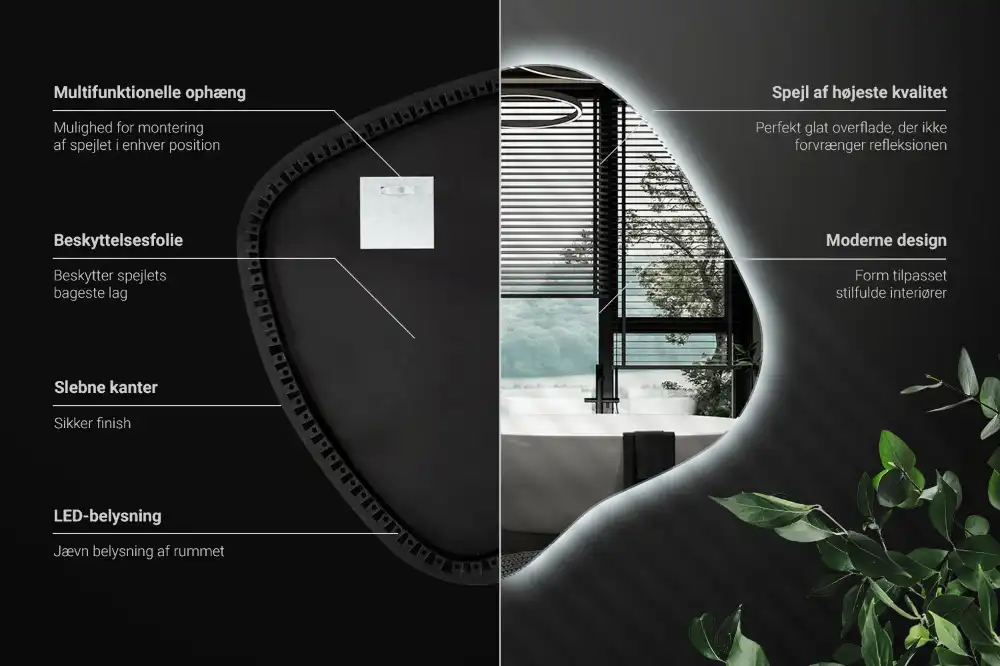 Miroir lumineux de forme organique