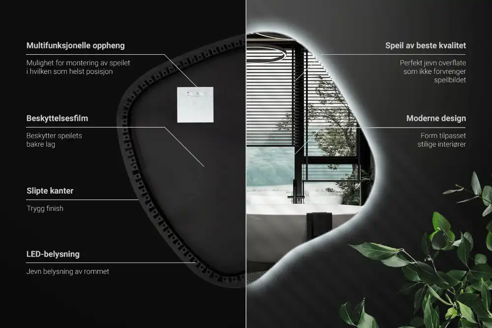 Miroir lumineux de forme organique