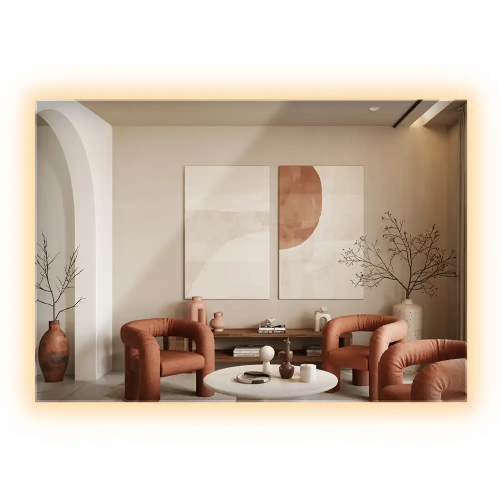 Miroir rectangulaire élégant avec rétroéclairage LED