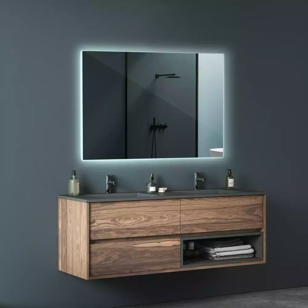 Miroir rectangulaire élégant avec rétroéclairage LED
