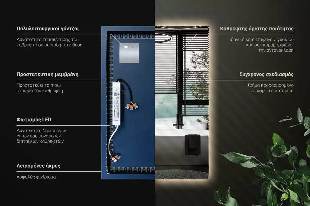 Miroir rectangulaire élégant avec rétroéclairage LED