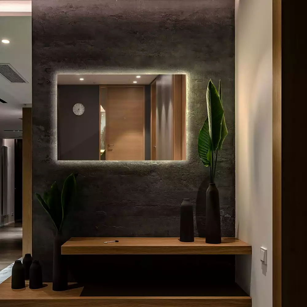 Miroir rectangulaire élégant avec rétroéclairage LED
