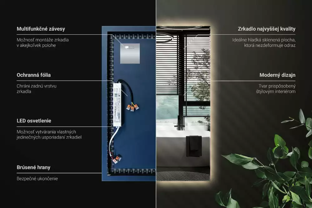 Miroir rectangulaire élégant avec rétroéclairage LED