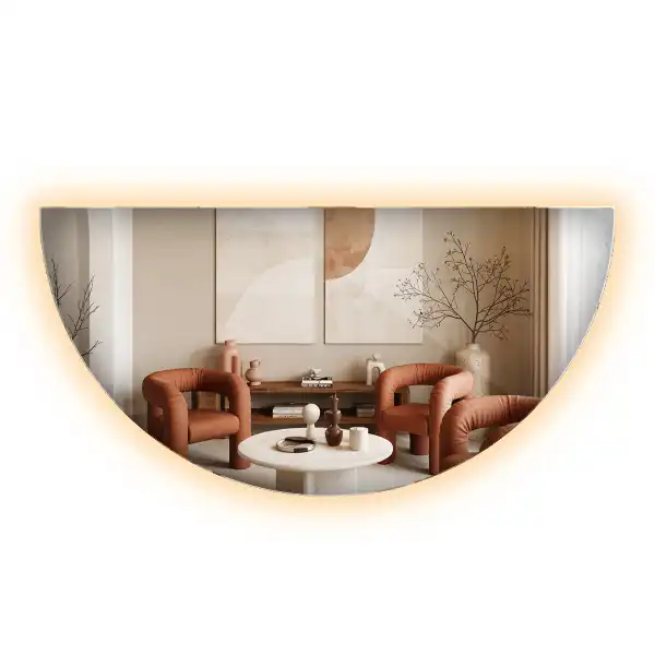 Miroir demi-cercle lumineux LED décoratif moderne