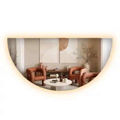 Miroir demi-cercle lumineux LED décoratif moderne