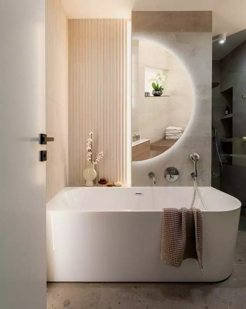 Miroir demi-cercle lumineux LED décoratif moderne
