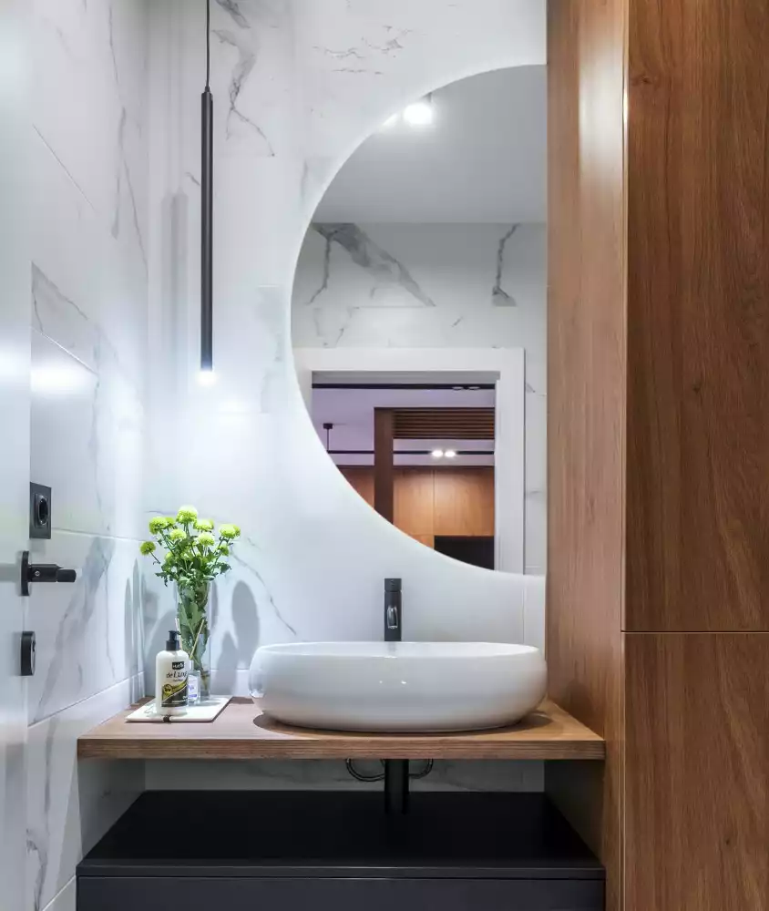Miroir demi-cercle lumineux LED décoratif moderne