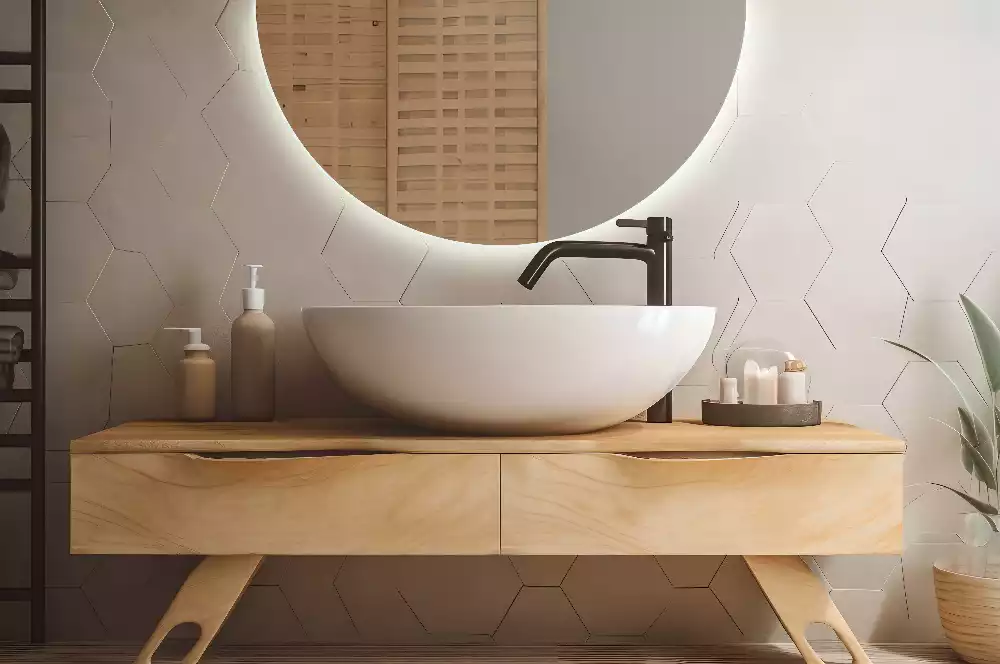 Miroir demi-cercle lumineux LED décoratif moderne