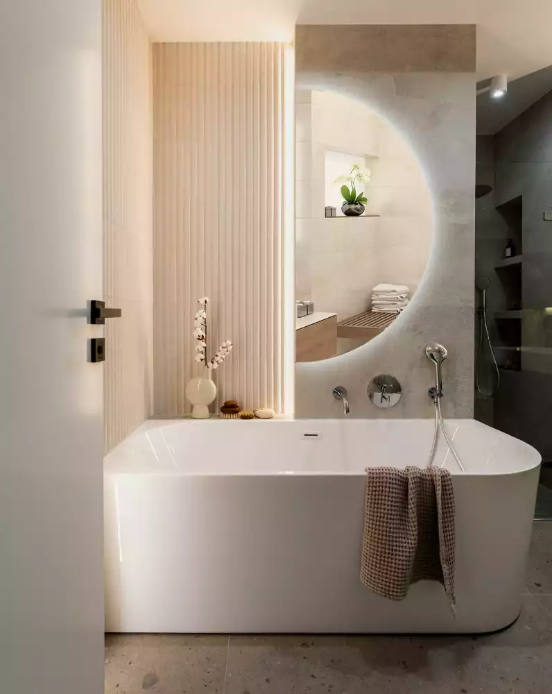 Miroir demi-cercle lumineux LED décoratif moderne