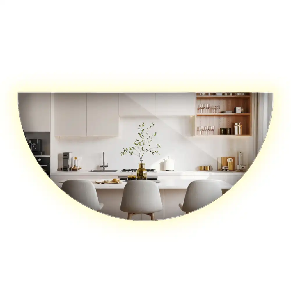 Miroir demi-cercle lumineux LED décoratif moderne