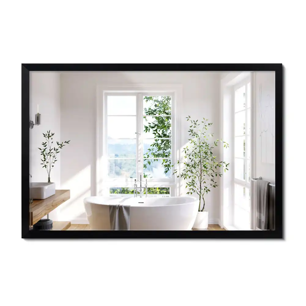 Miroir rectangulaire avec cadre noir suspendu