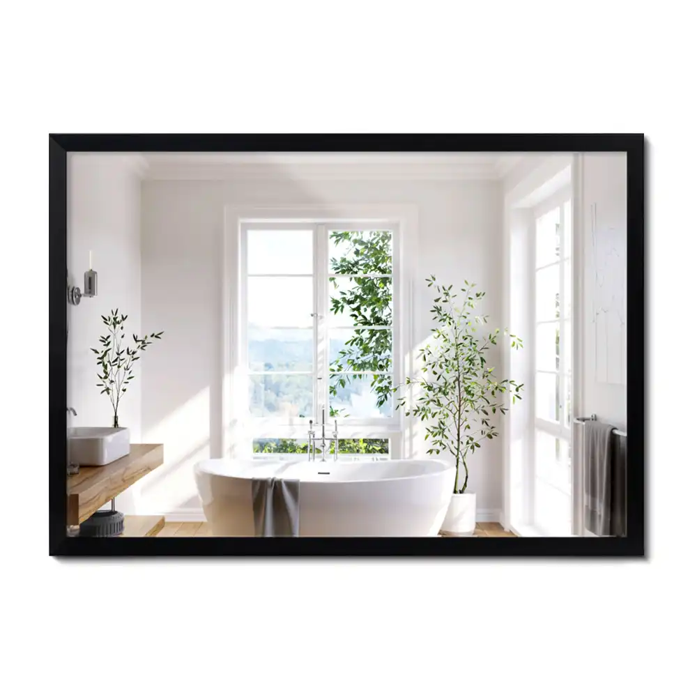 Miroir rectangulaire avec cadre noir suspendu