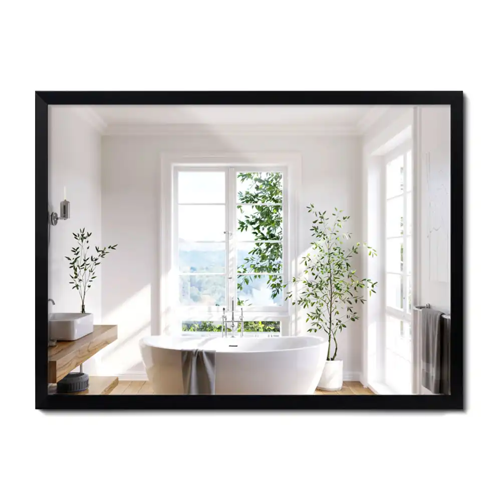 Miroir rectangulaire avec cadre noir suspendu