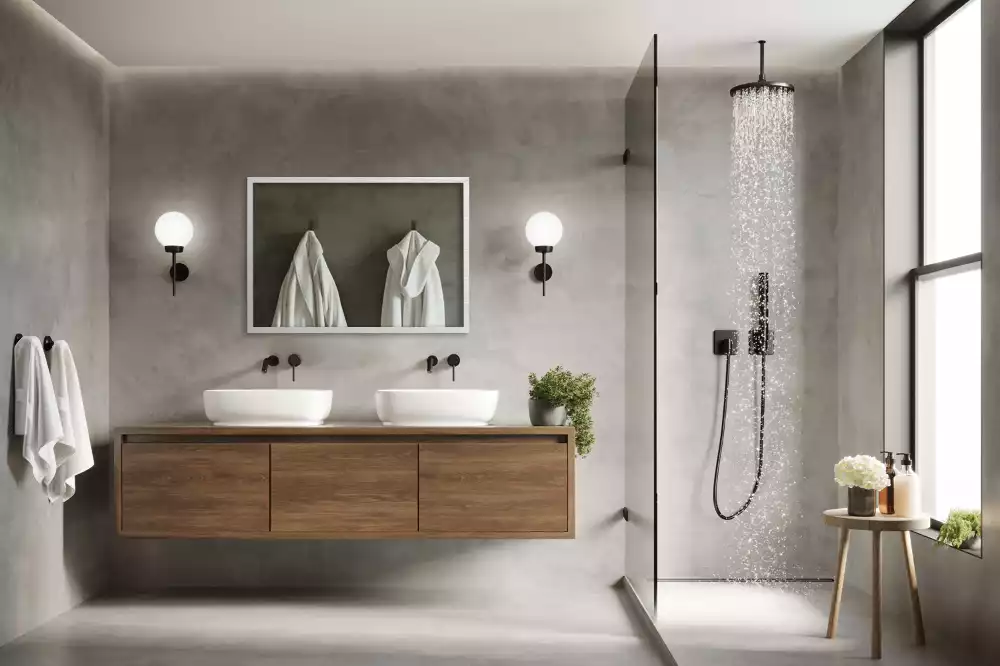 Miroir rectangulaire avec cadre blanc suspendu