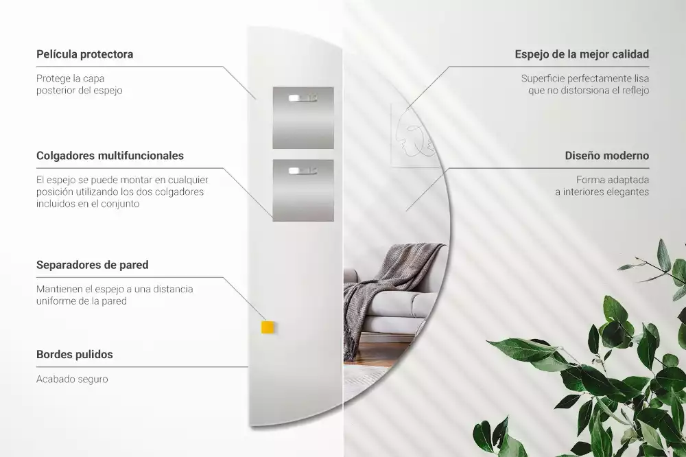 Miroir demi-cercle suspendu sans cadre