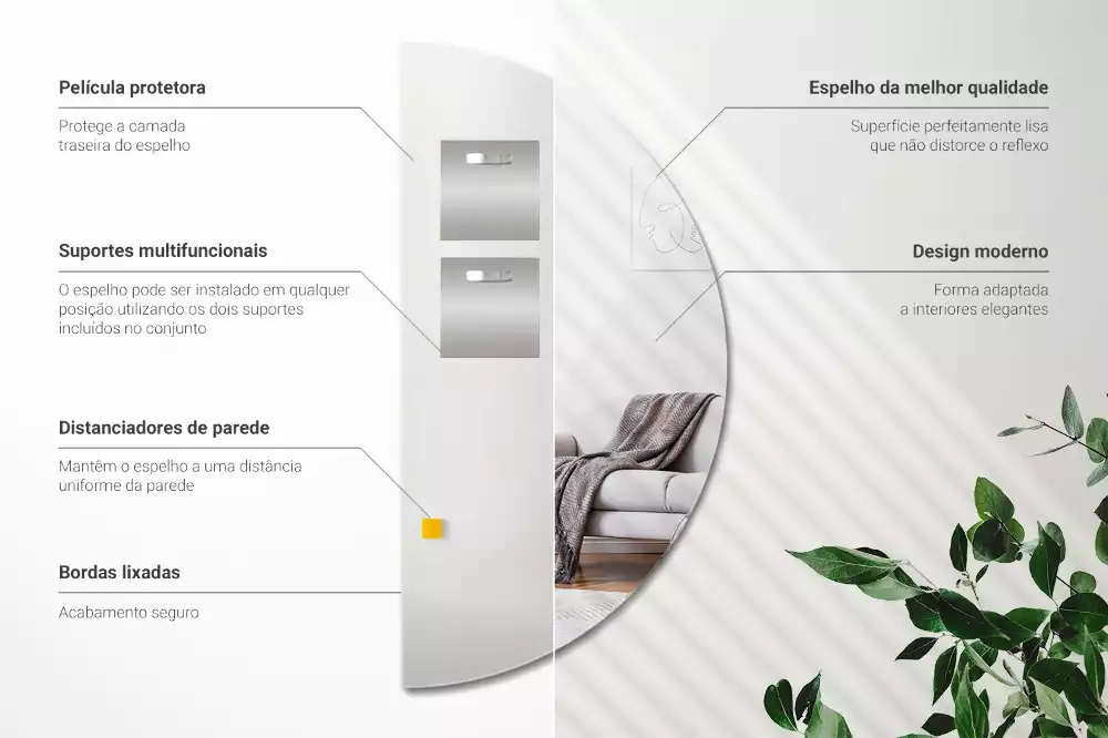 Miroir demi-cercle suspendu sans cadre