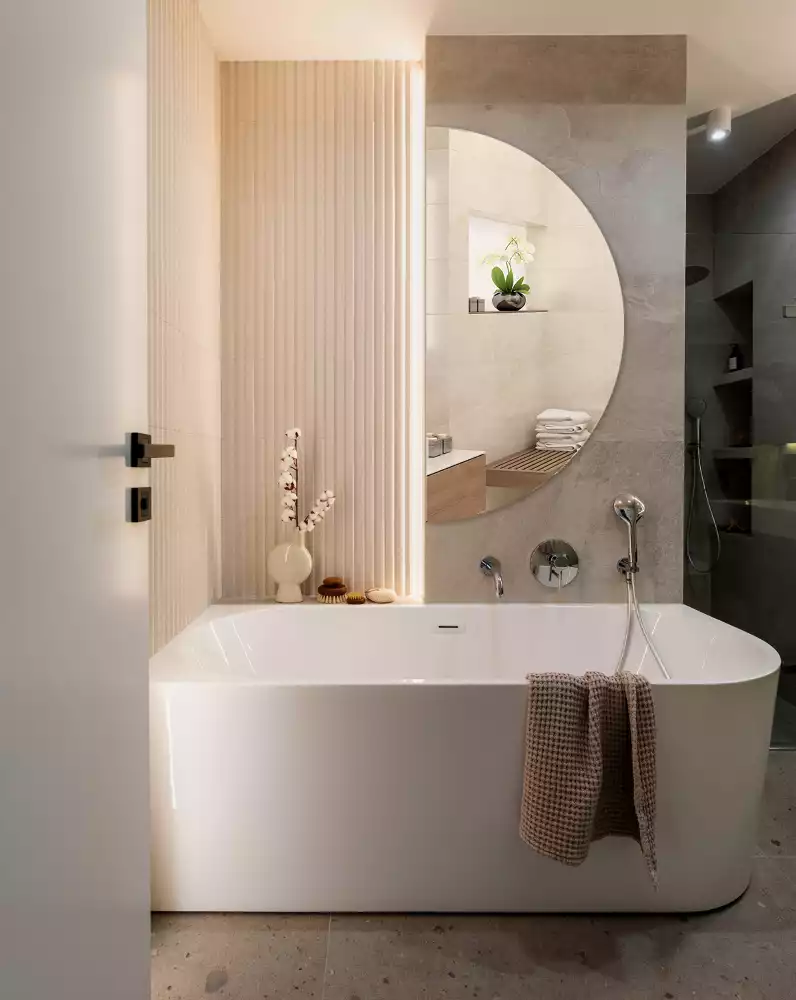 Miroir demi-cercle suspendu sans cadre