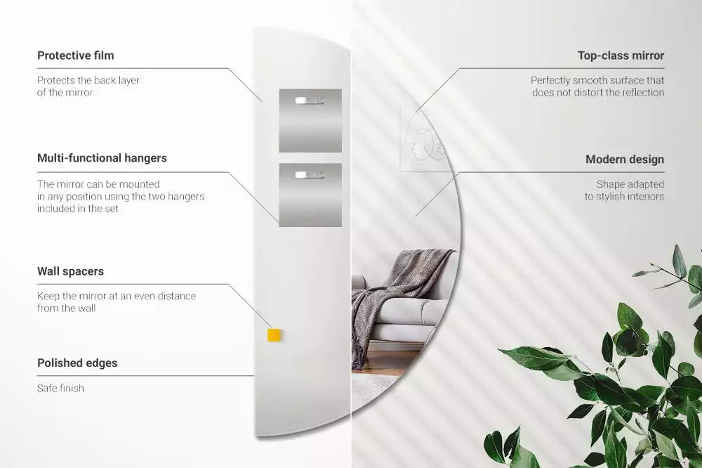 Miroir demi-cercle suspendu sans cadre