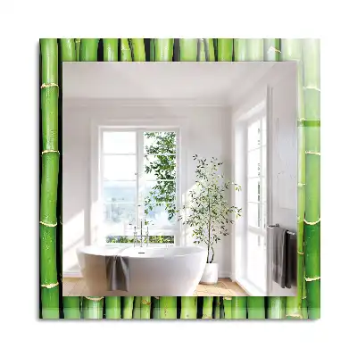 Miroir rectangulaire décoratif imprimé tiges de bambou vertes