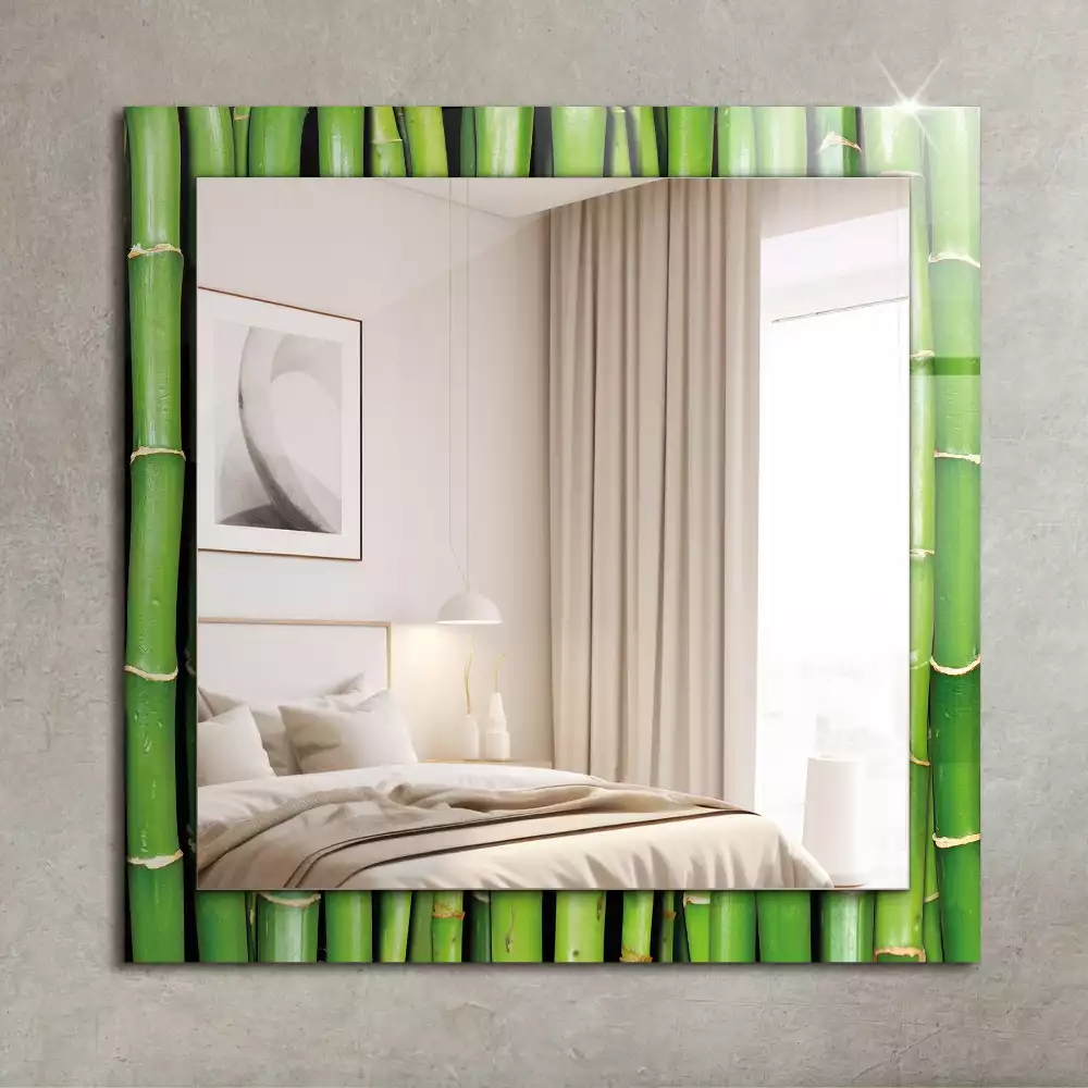 Miroir rectangulaire décoratif imprimé tiges de bambou vertes