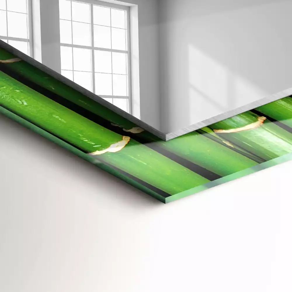 Miroir rectangulaire décoratif imprimé tiges de bambou vertes