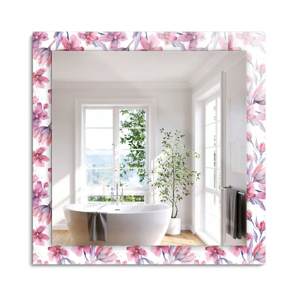 Miroir rectangulaire imprimé motif floral en aquarelle