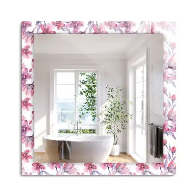 Miroir rectangulaire imprimé motif floral en aquarelle