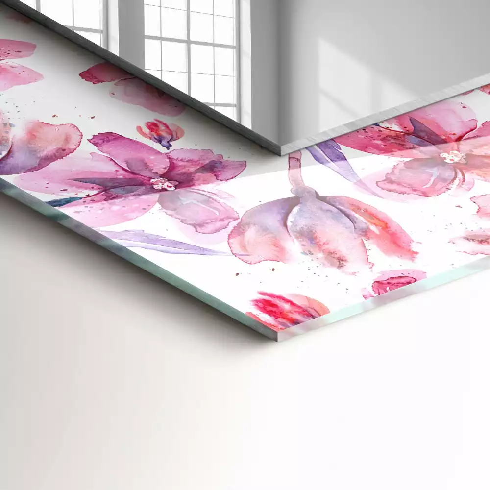 Miroir rectangulaire imprimé motif floral en aquarelle