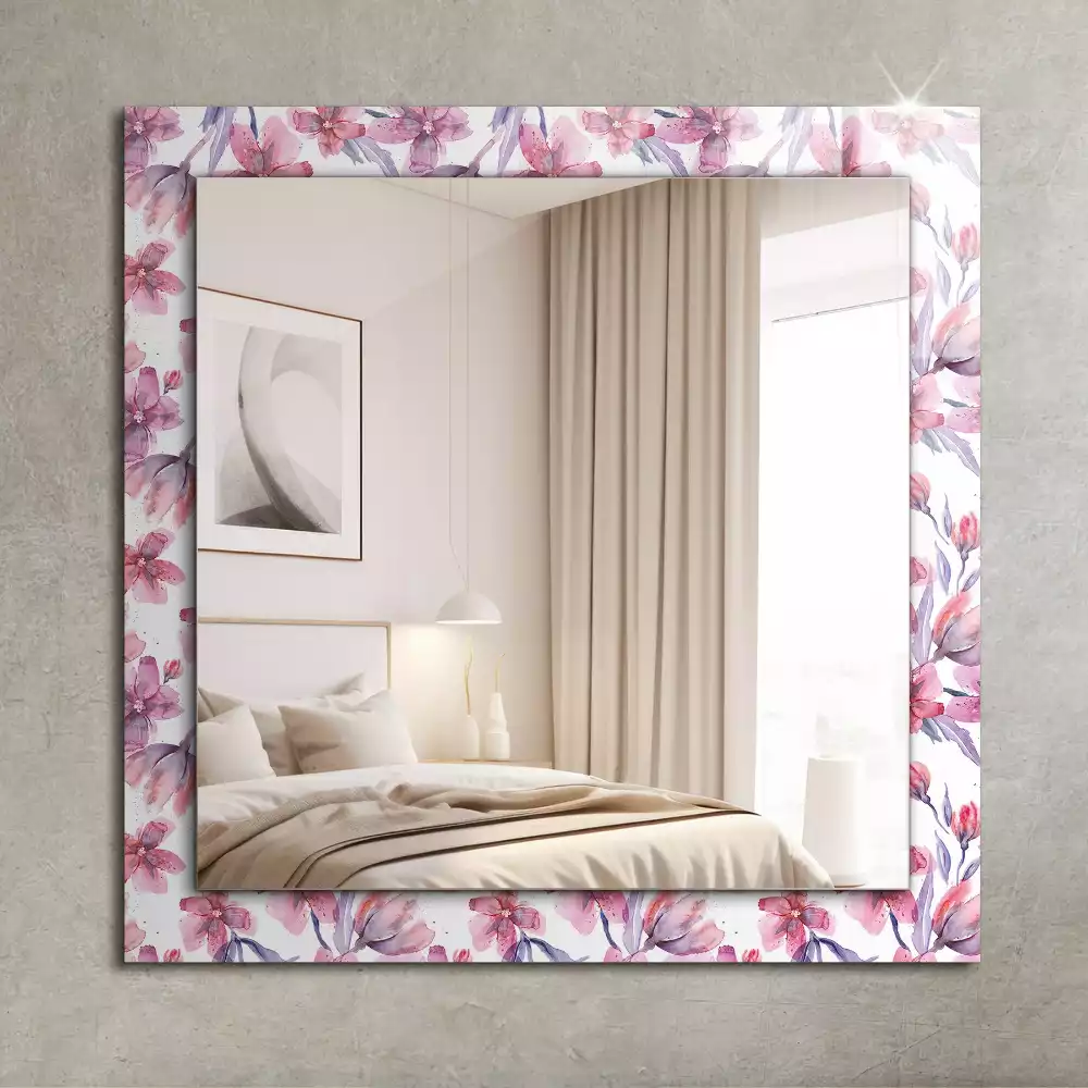 Miroir rectangulaire imprimé motif floral en aquarelle