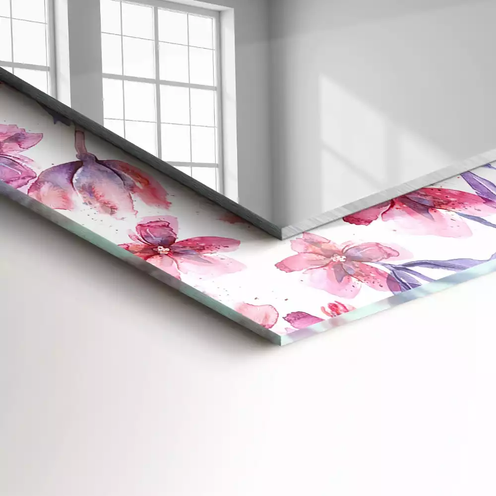 Miroir rectangulaire imprimé motif floral en aquarelle