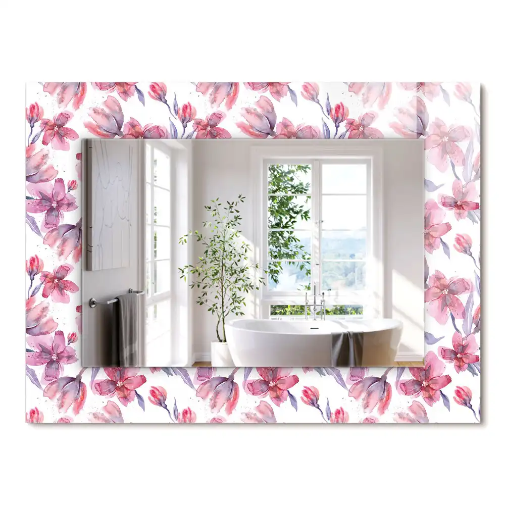 Miroir rectangulaire imprimé motif floral en aquarelle