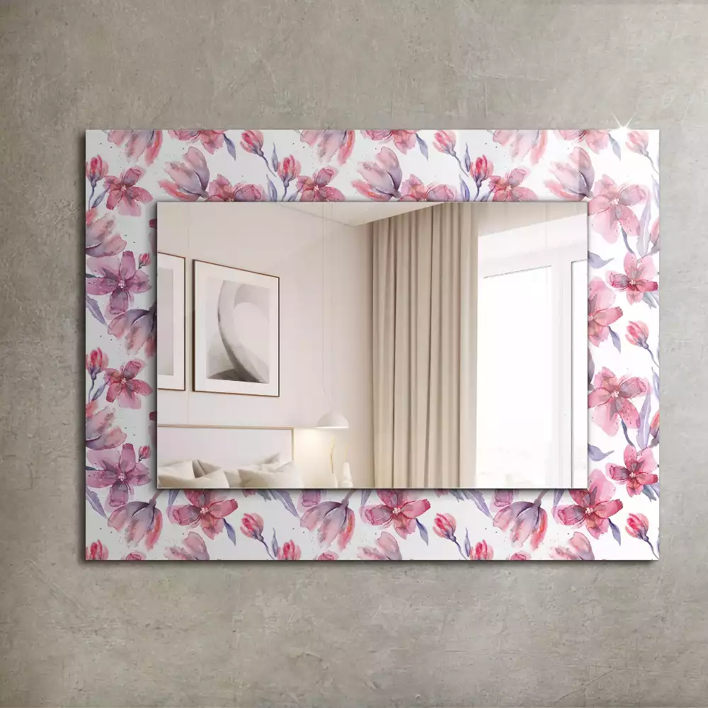 Miroir rectangulaire imprimé motif floral en aquarelle