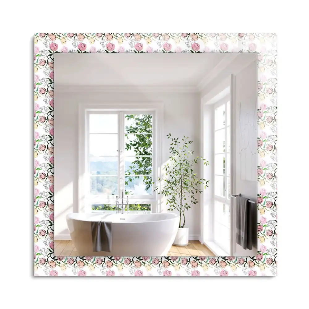 Miroir rectangulaire avec cadre imprimé composition florale