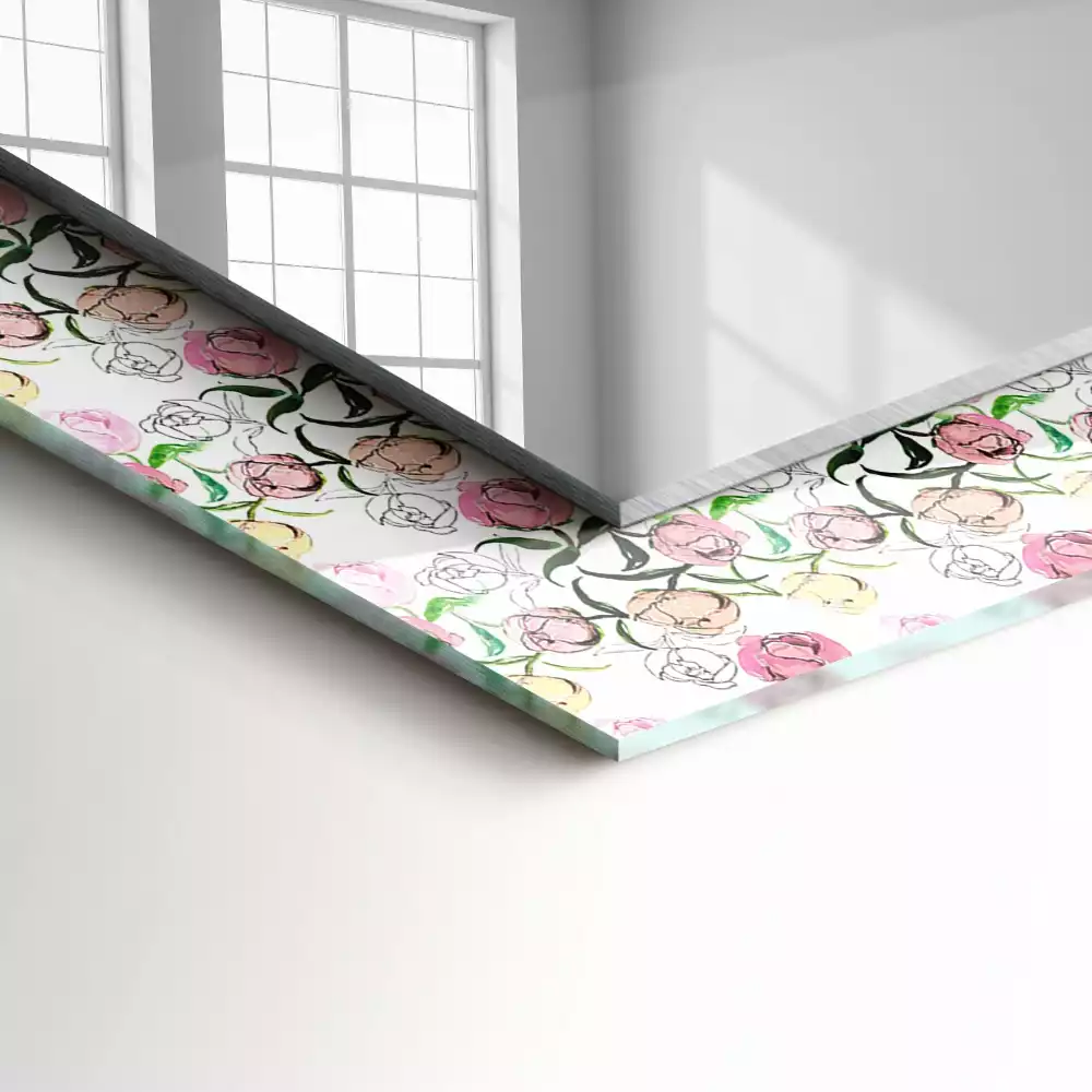 Miroir rectangulaire avec cadre imprimé composition florale