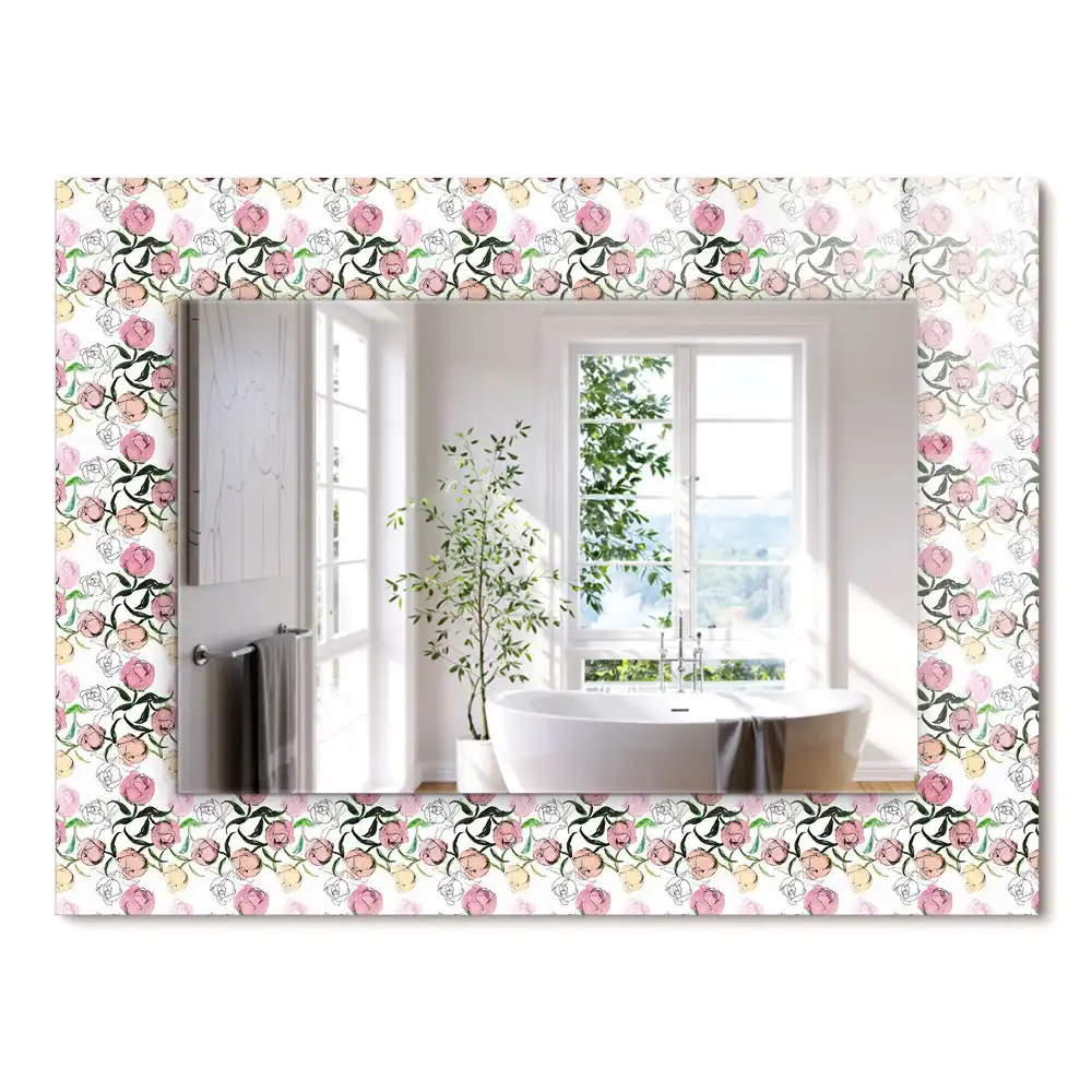 Miroir rectangulaire avec cadre imprimé composition florale