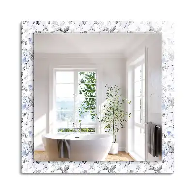 Miroir rectangulaire à cadre imprimé fleurs et feuilles