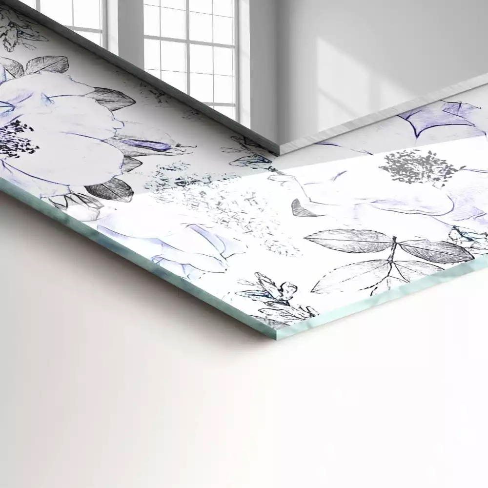 Miroir rectangulaire à cadre imprimé fleurs et feuilles