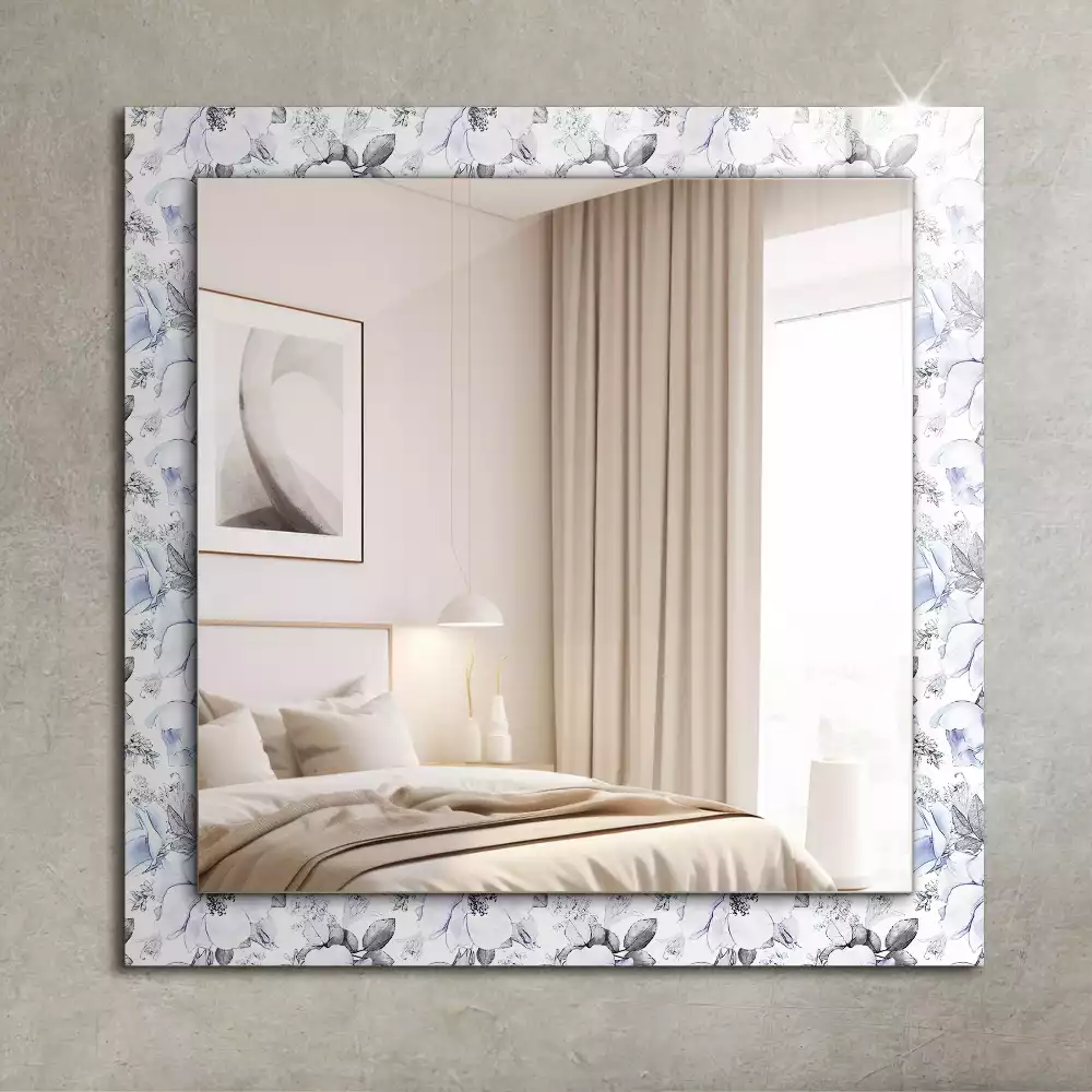 Miroir rectangulaire à cadre imprimé fleurs et feuilles