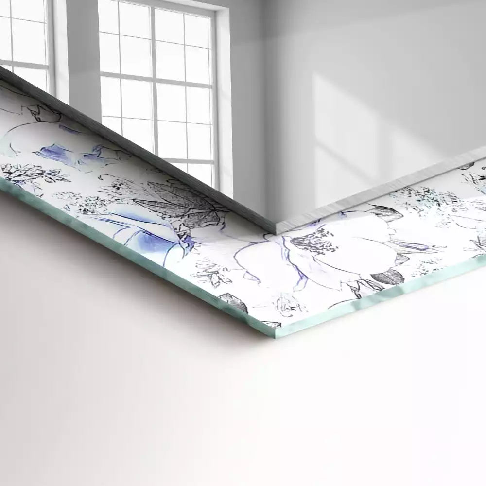Miroir rectangulaire à cadre imprimé fleurs et feuilles