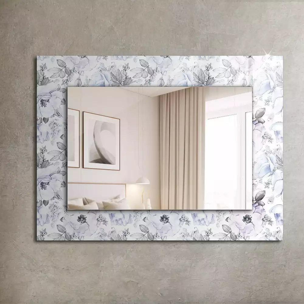 Miroir rectangulaire à cadre imprimé fleurs et feuilles