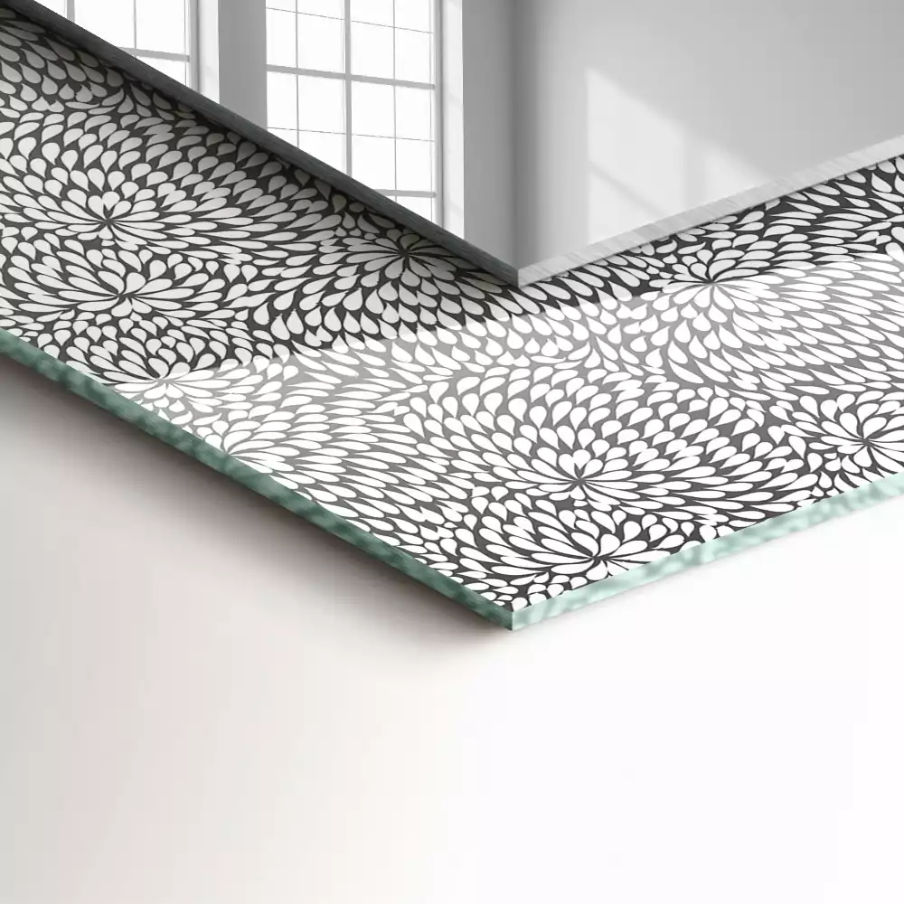 Miroir rectangulaire avec cadre imprimé motif tridimensionnel
