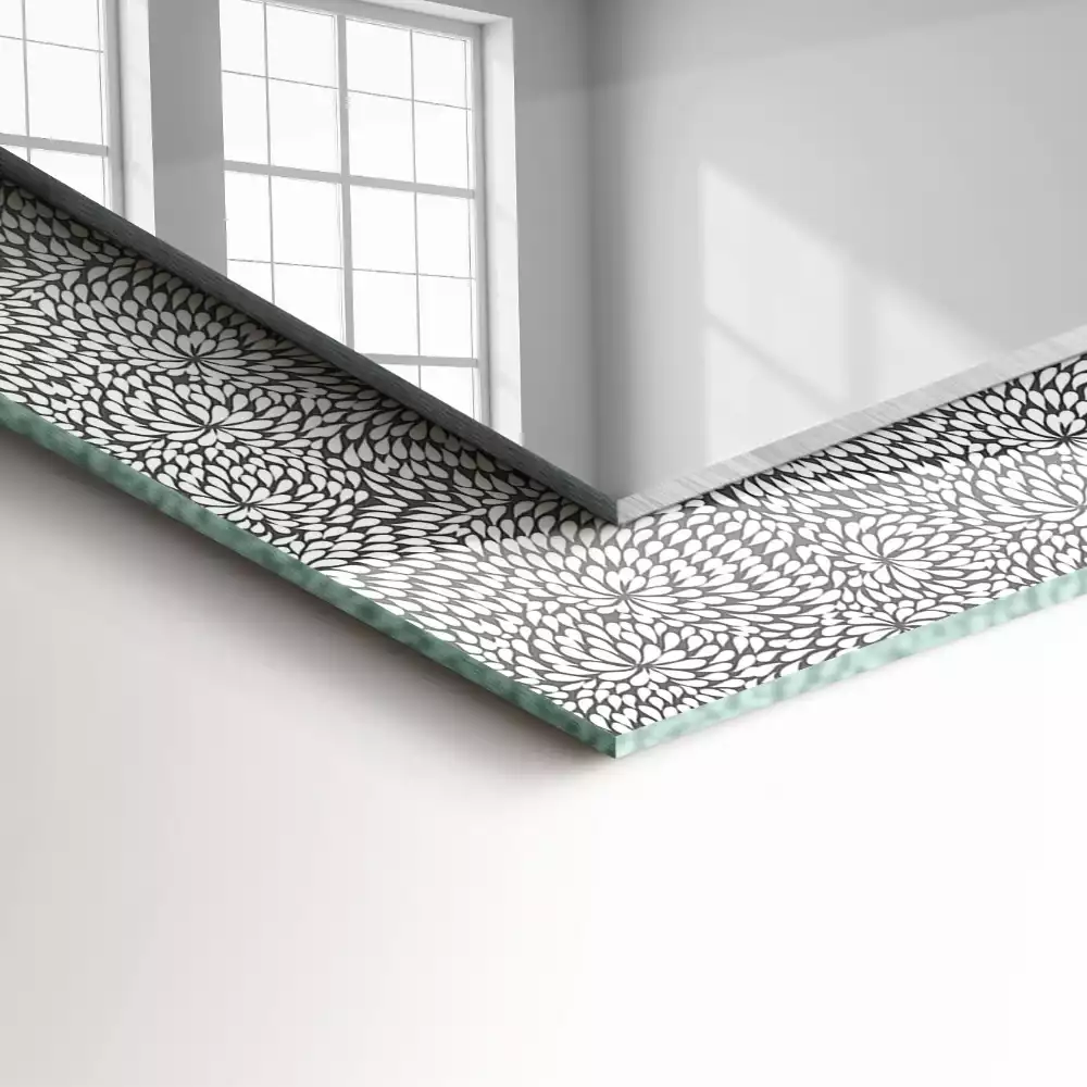 Miroir rectangulaire avec cadre imprimé motif tridimensionnel
