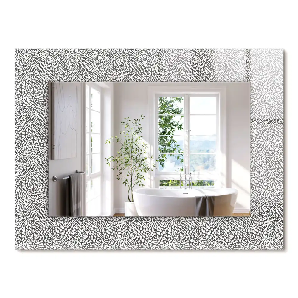 Miroir rectangulaire avec cadre imprimé motif tridimensionnel
