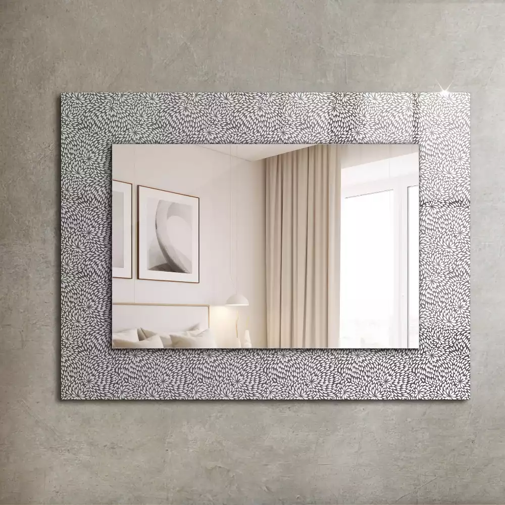 Miroir rectangulaire avec cadre imprimé motif tridimensionnel