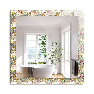 Miroir rectangulaire à cadre imprimé papillons colorés et fleurs