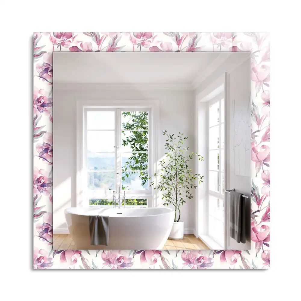 Miroir rectangulaire décoratif motifs floraux violets