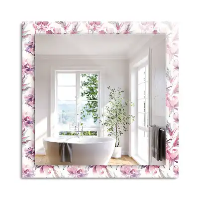 Miroir rectangulaire décoratif motifs floraux violets